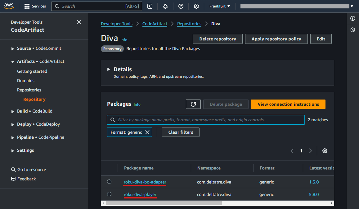 Diva Package repository connection